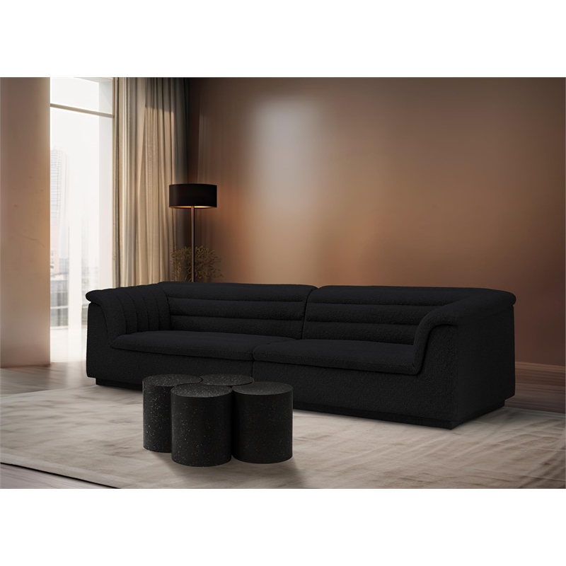 Meridian Furniture Dimple 4 Piece Black Terrazzo Pattern Iron Metal Coffee Table