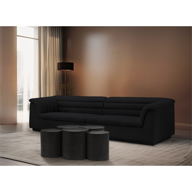 Meridian Furniture Dimple 5 Piece Black Terrazzo Pattern Iron Metal Coffee Table