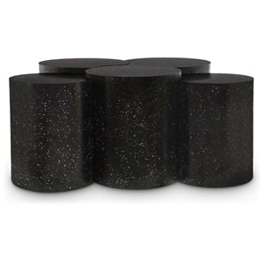 Meridian Furniture Dimple 5 Piece Black Terrazzo Pattern Iron Metal Coffee Table