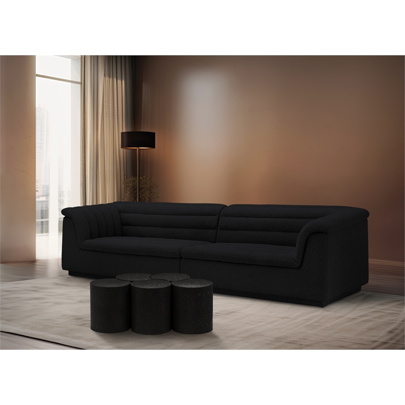Meridian Furniture Dimple 5 Piece Black Terrazzo Pattern Iron Metal Coffee Table