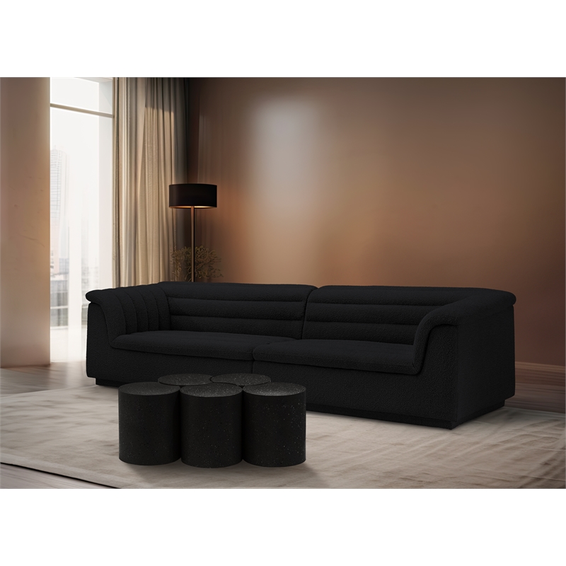 Meridian Furniture Dimple 5 Piece Black Terrazzo Pattern Iron Metal Coffee Table
