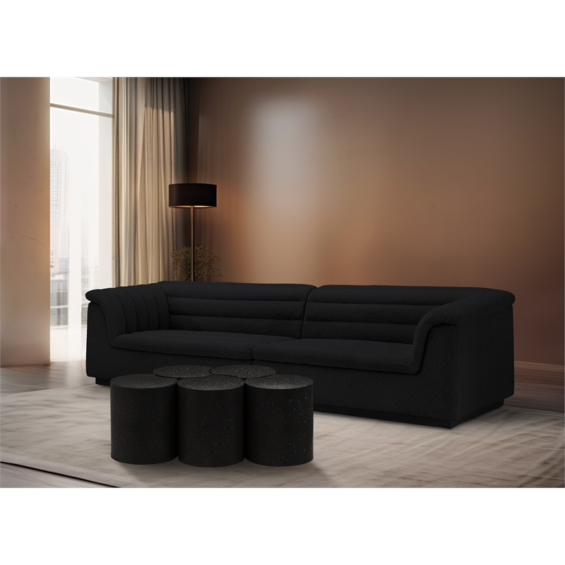 Meridian Furniture Dimple 5 Piece Black Terrazzo Pattern Iron Metal Coffee Table