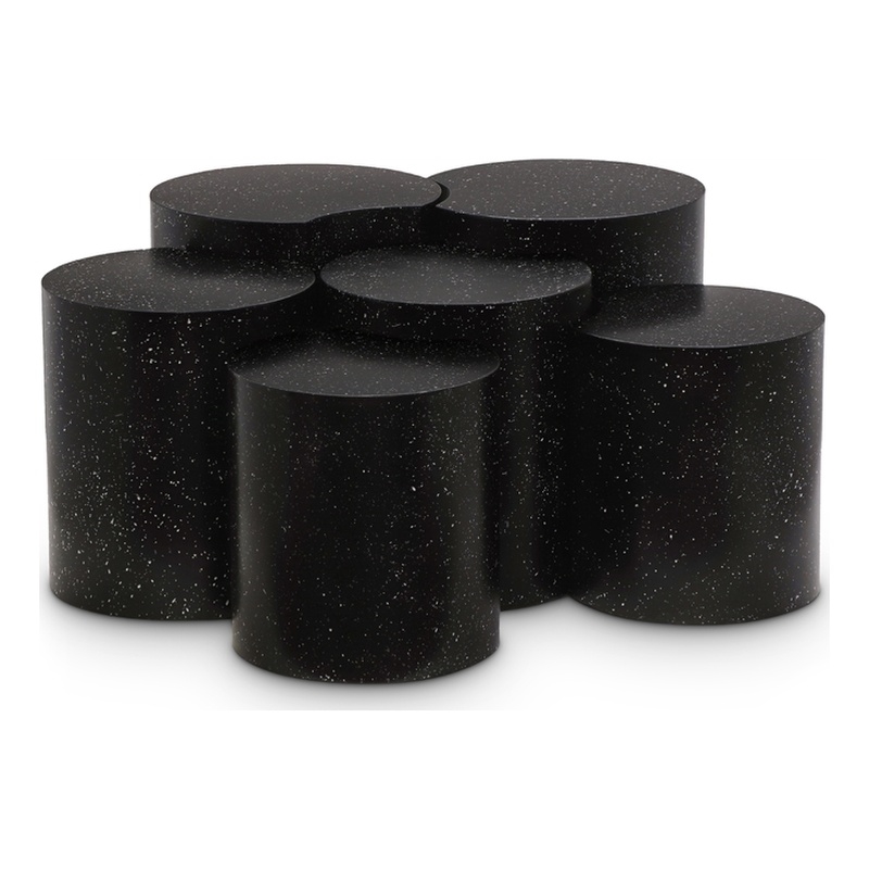 Meridian Furniture Dimple 6 Piece Black Terrazzo Pattern Iron Metal Coffee Table