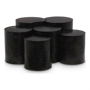 Meridian Furniture Dimple 6 Piece Black Terrazzo Pattern Iron Metal Coffee Table