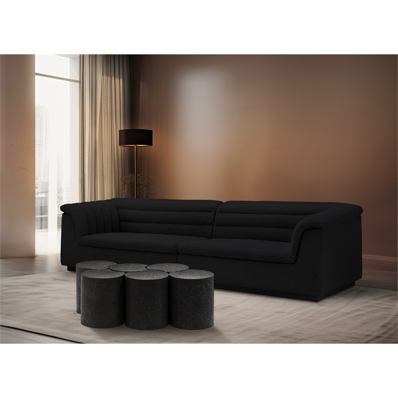 Meridian Furniture Dimple 6 Piece Black Terrazzo Pattern Iron Metal Coffee Table