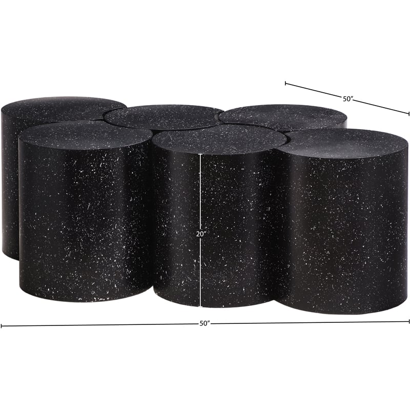 Meridian Furniture Dimple 6 Piece Black Terrazzo Pattern Iron Metal Coffee Table
