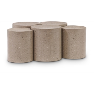 Meridian Furniture Dimple 5 Piece Taupe Terrazzo Pattern Iron Metal Coffee Table