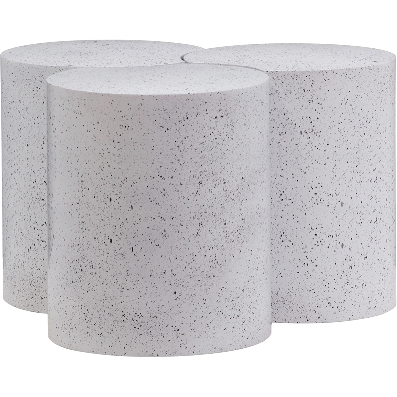 Meridian Furniture Dimple 3 Piece White Terrazzo Pattern Iron Metal Coffee Table
