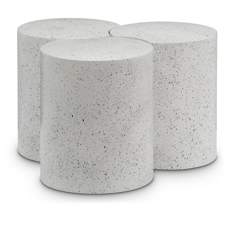 Meridian Furniture Dimple 3 Piece White Terrazzo Pattern Iron Metal Coffee Table