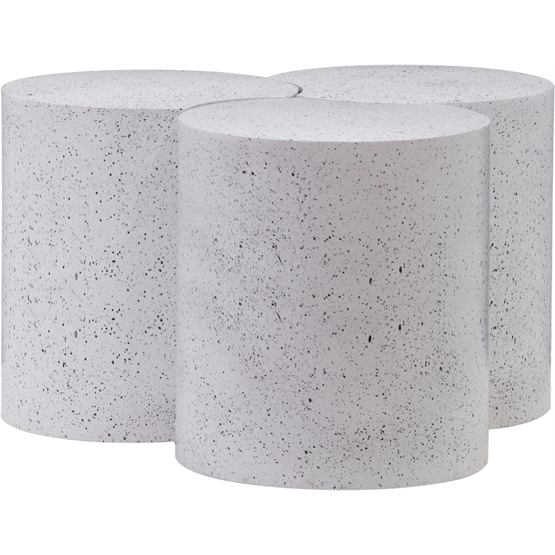 Meridian Furniture Dimple 3 Piece White Terrazzo Pattern Iron Metal Coffee Table