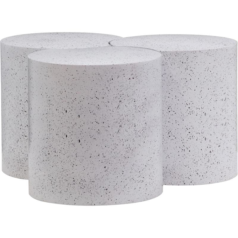Meridian Furniture Dimple 3 Piece White Terrazzo Pattern Iron Metal Coffee Table