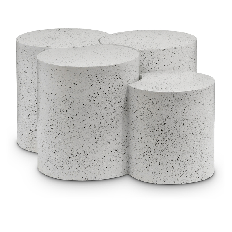 Meridian Furniture Dimple 4 Piece White Terrazzo Pattern Iron Metal Coffee Table