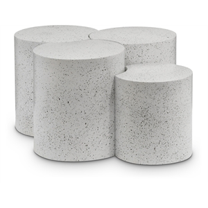 Meridian Furniture Dimple 4 Piece White Terrazzo Pattern Iron Metal Coffee Table
