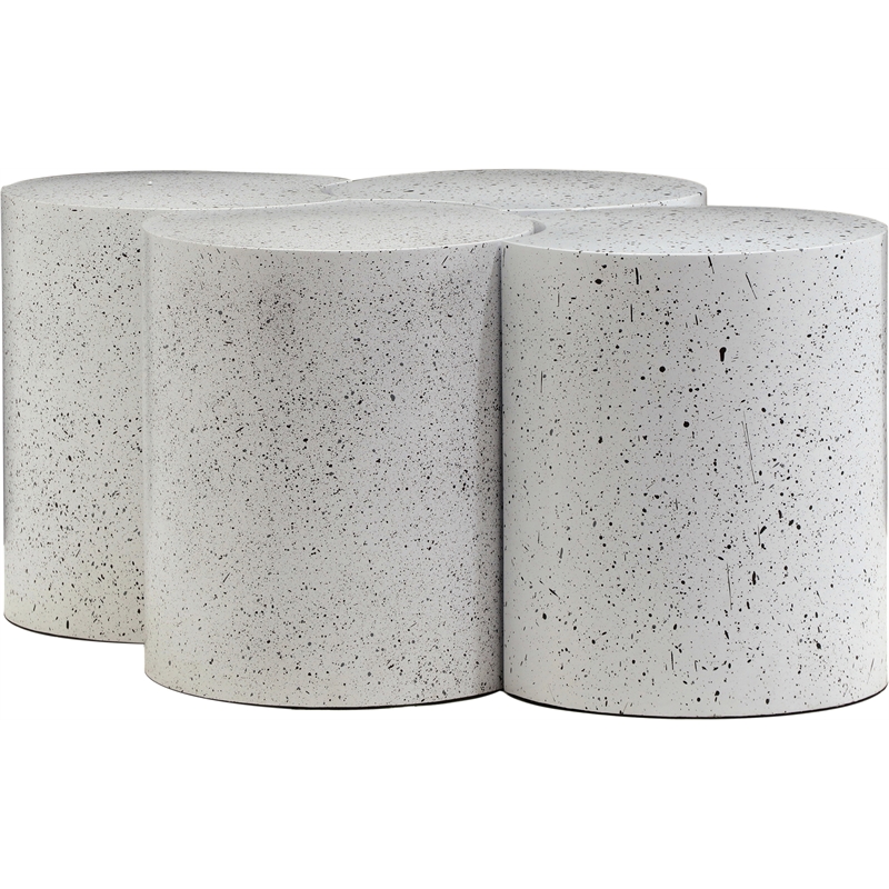 Meridian Furniture Dimple 4 Piece White Terrazzo Pattern Iron Metal Coffee Table