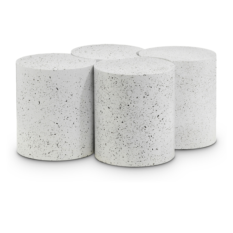 Meridian Furniture Dimple 4 Piece White Terrazzo Pattern Iron Metal Coffee Table