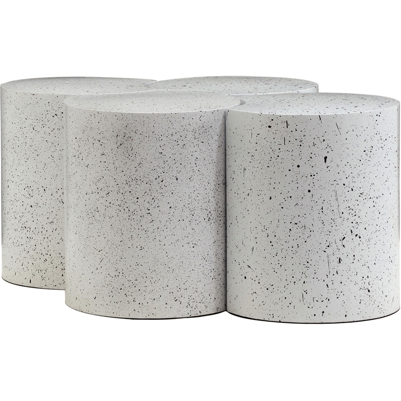 Meridian Furniture Dimple 4 Piece White Terrazzo Pattern Iron Metal Coffee Table