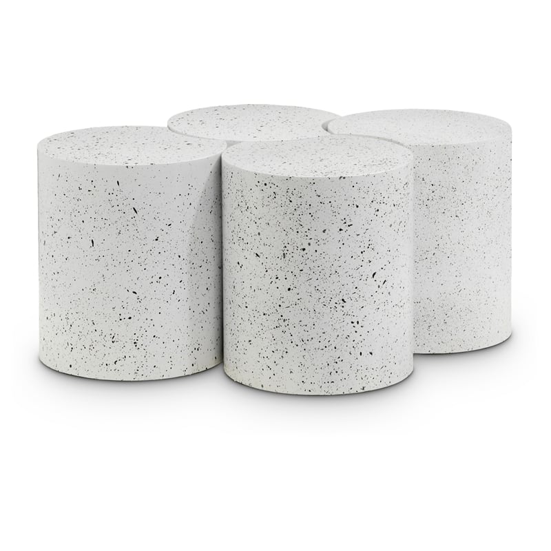 Meridian Furniture Dimple 4 Piece White Terrazzo Pattern Iron Metal Coffee Table