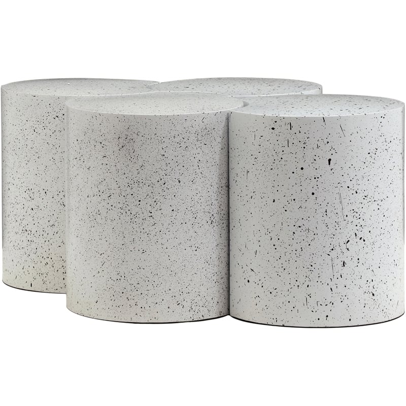 Meridian Furniture Dimple 4 Piece White Terrazzo Pattern Iron Metal Coffee Table