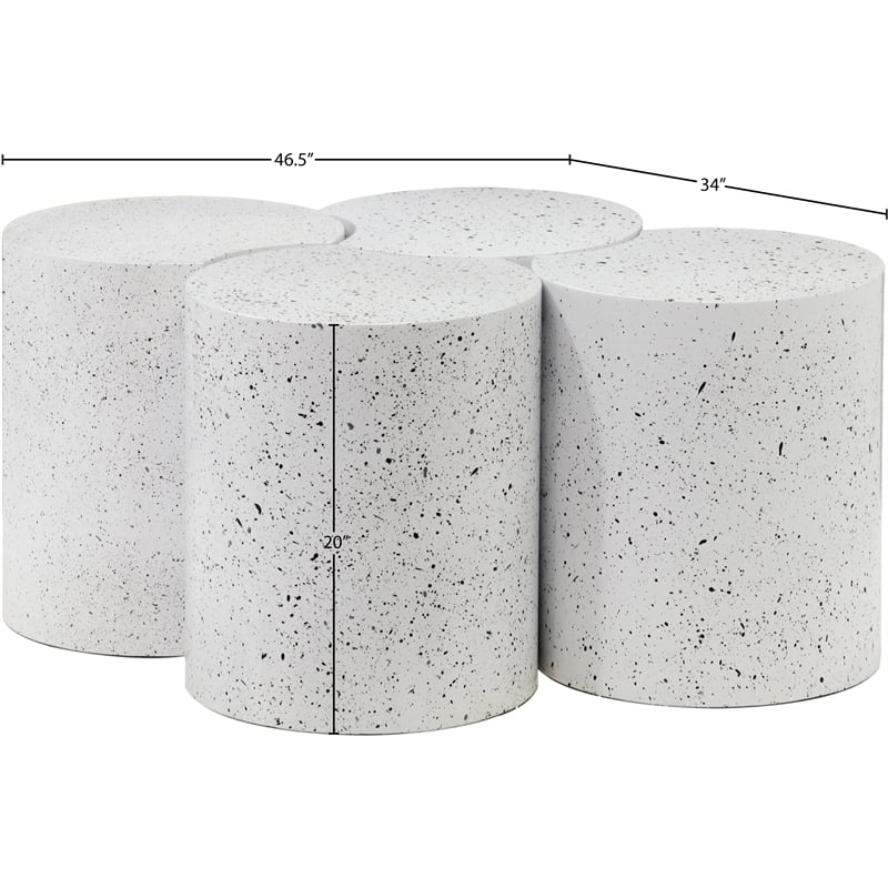 Meridian Furniture Dimple 4 Piece White Terrazzo Pattern Iron Metal Coffee Table