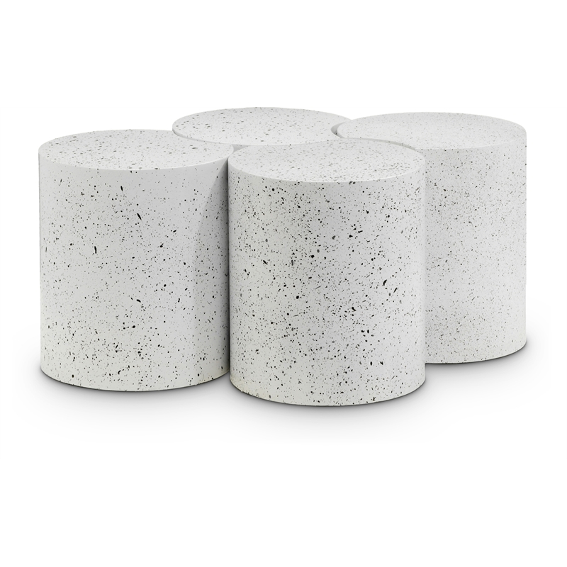 Meridian Furniture Dimple 4 Piece White Terrazzo Pattern Iron Metal Coffee Table