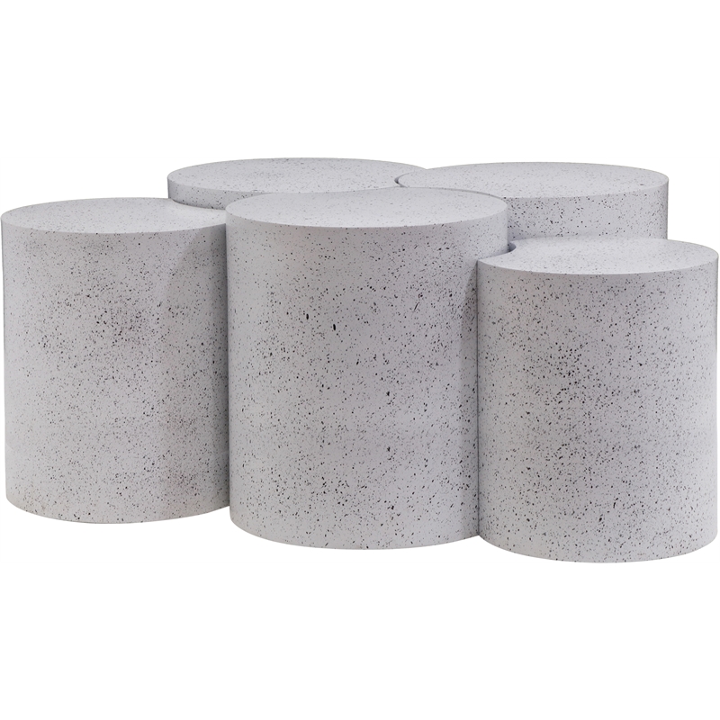 Meridian Furniture Dimple 5 Piece White Terrazzo Pattern Iron Metal Coffee Table
