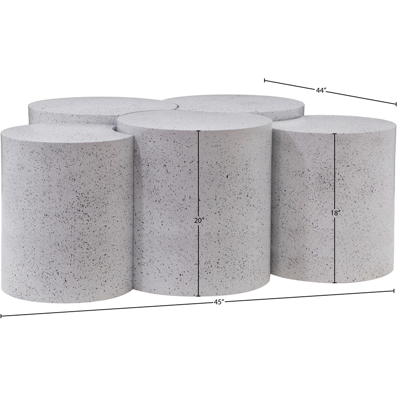 Meridian Furniture Dimple 5 Piece White Terrazzo Pattern Iron Metal Coffee Table