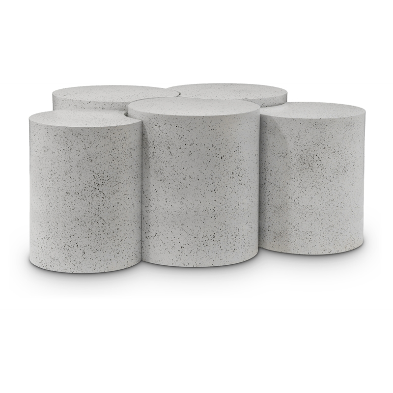 Meridian Furniture Dimple 5 Piece White Terrazzo Pattern Iron Metal Coffee Table