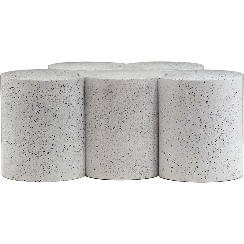 Meridian Furniture Dimple 5 Piece White Terrazzo Pattern Iron Metal Coffee Table