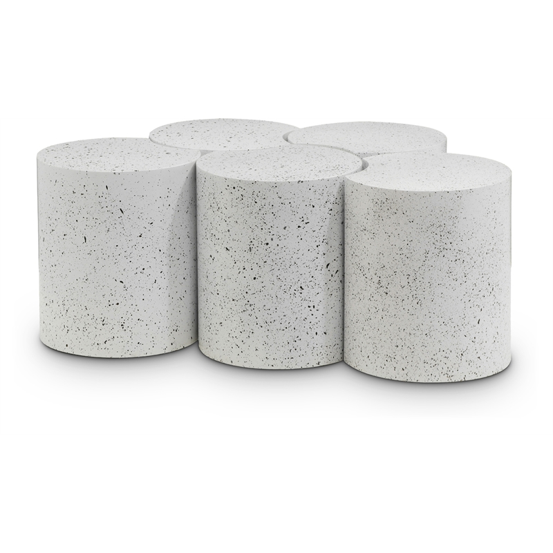 Meridian Furniture Dimple 5 Piece White Terrazzo Pattern Iron Metal Coffee Table