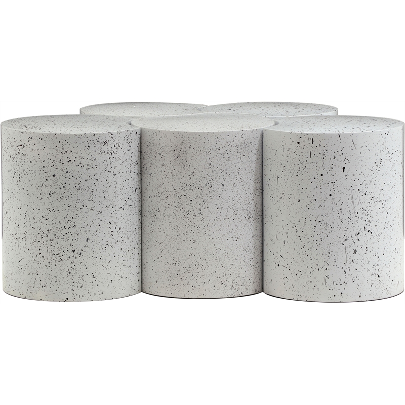 Meridian Furniture Dimple 5 Piece White Terrazzo Pattern Iron Metal Coffee Table