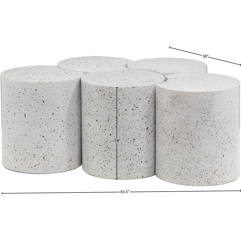Meridian Furniture Dimple 5 Piece White Terrazzo Pattern Iron Metal Coffee Table