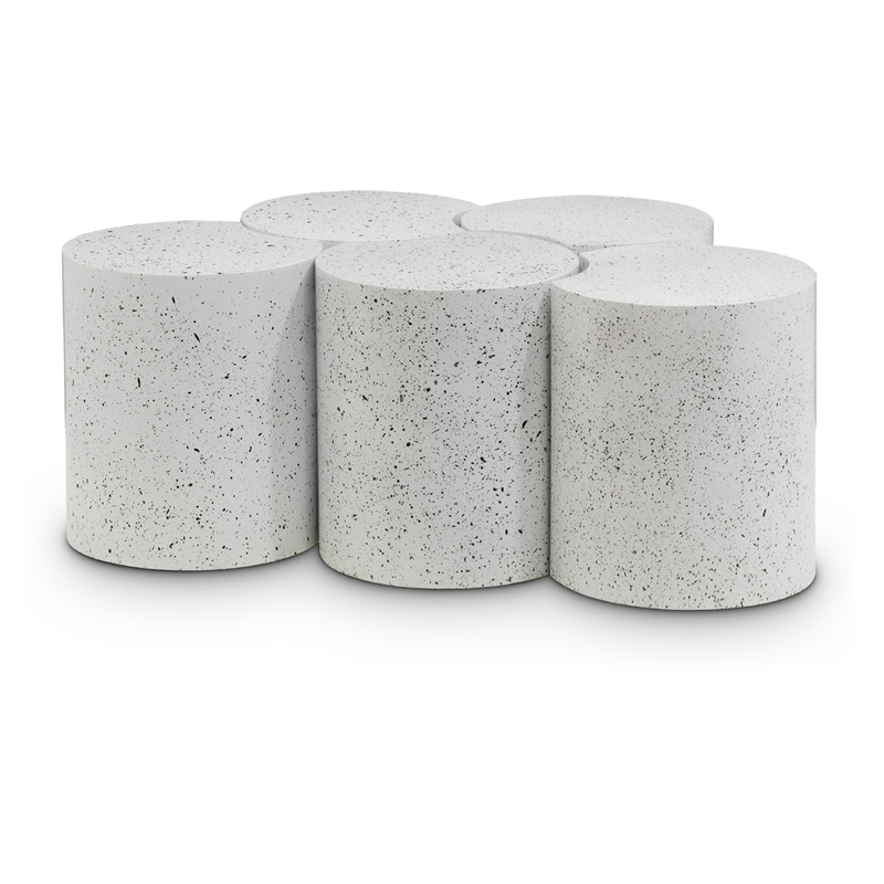 Meridian Furniture Dimple 5 Piece White Terrazzo Pattern Iron Metal Coffee Table