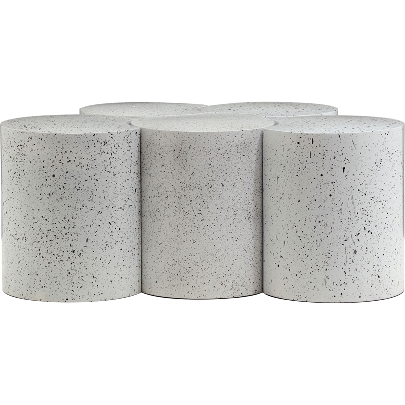Meridian Furniture Dimple 5 Piece White Terrazzo Pattern Iron Metal Coffee Table