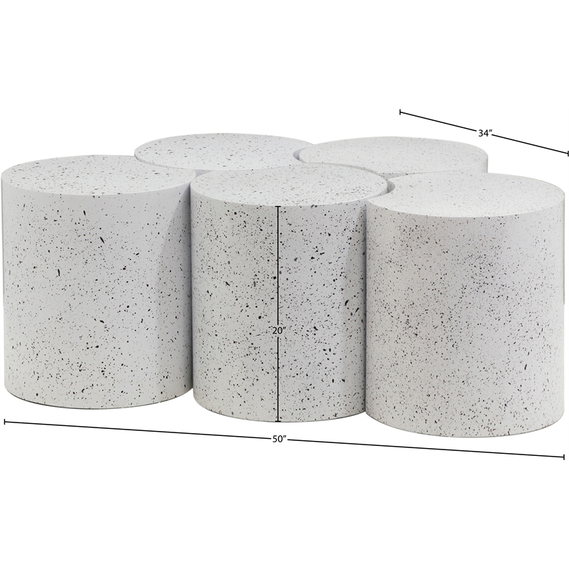 Meridian Furniture Dimple 5 Piece White Terrazzo Pattern Iron Metal Coffee Table
