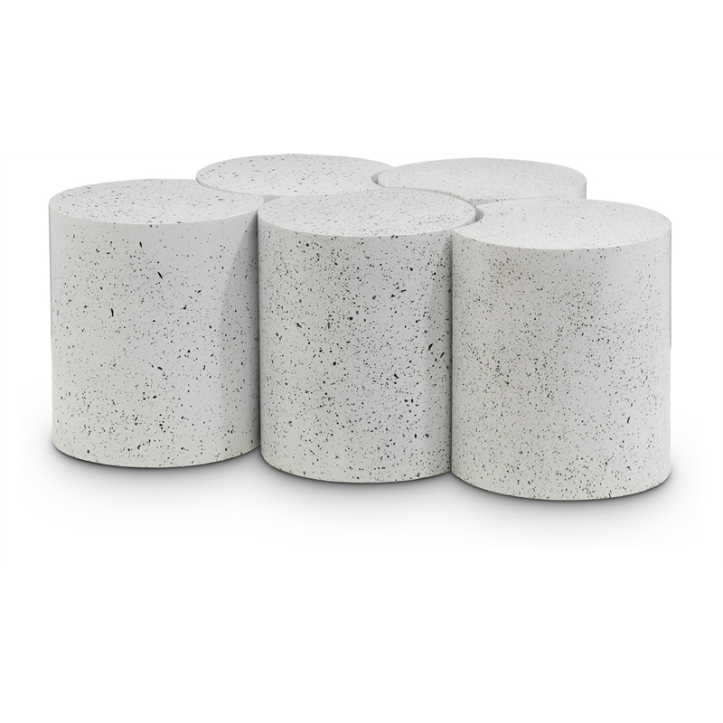 Meridian Furniture Dimple 5 Piece White Terrazzo Pattern Iron Metal Coffee Table
