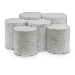 Meridian Furniture Dimple 6 Piece White Terrazzo Pattern Iron Metal Coffee Table
