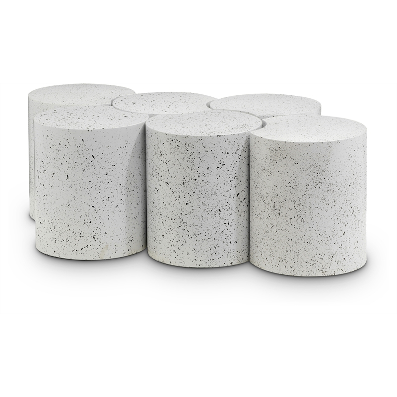 Meridian Furniture Dimple 6 Piece White Terrazzo Pattern Iron Metal Coffee Table