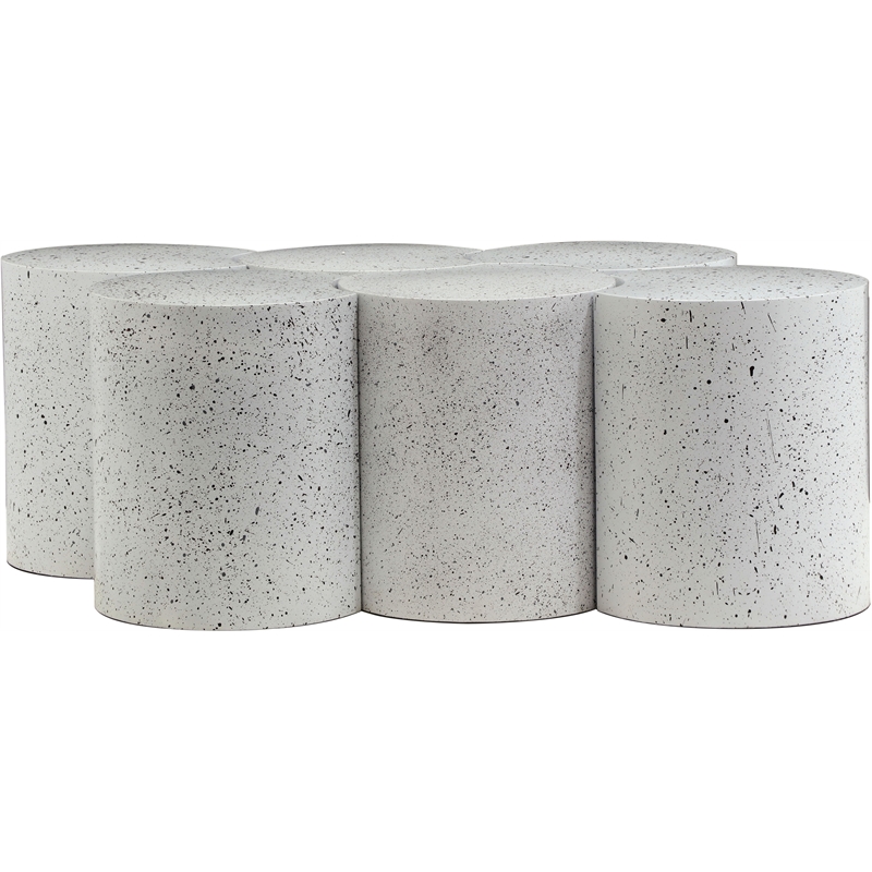 Meridian Furniture Dimple 6 Piece White Terrazzo Pattern Iron Metal Coffee Table