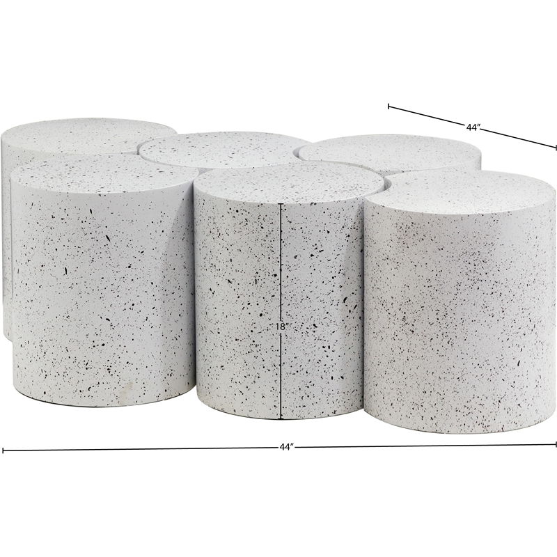 Meridian Furniture Dimple 6 Piece White Terrazzo Pattern Iron Metal Coffee Table