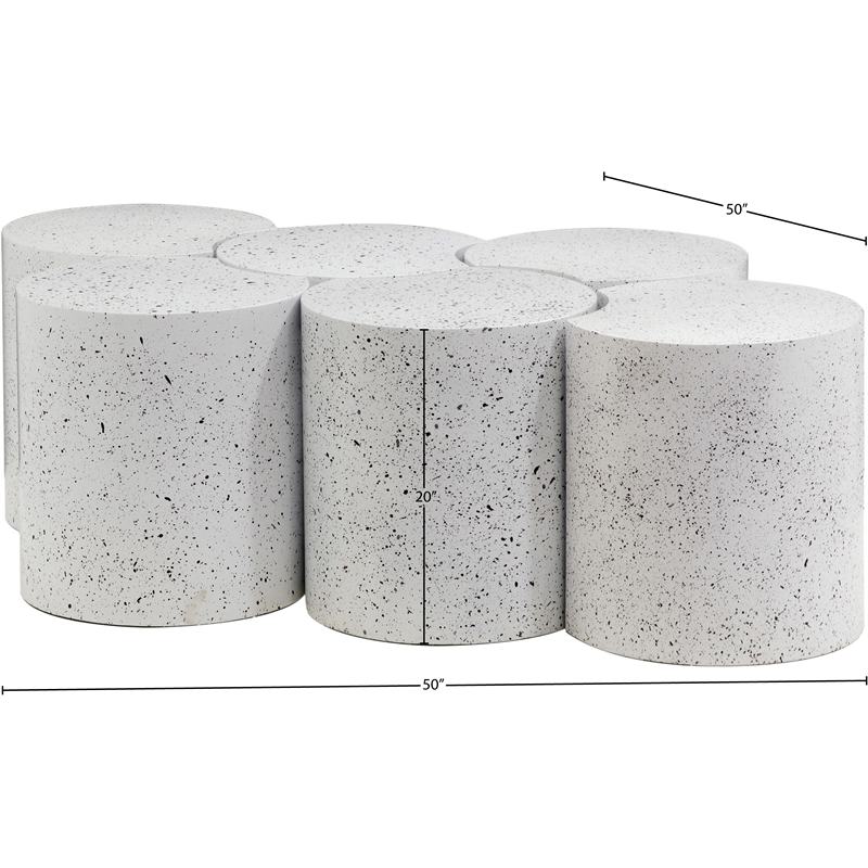 Meridian Furniture Dimple 6 Piece White Terrazzo Pattern Iron Metal Coffee Table