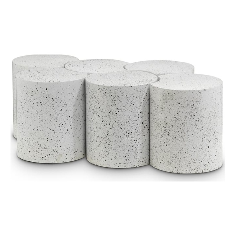 Meridian Furniture Dimple 6 Piece White Terrazzo Pattern Iron Metal Coffee Table