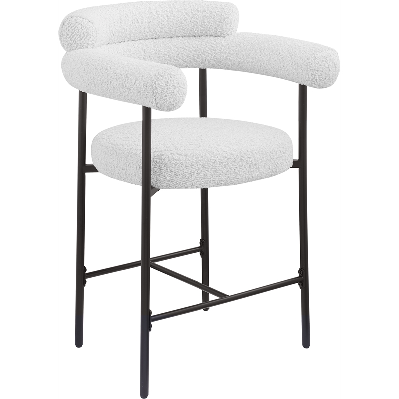 Meridian Furniture Blake Cream Boucle Fabric Counter Stool (Set of 2)
