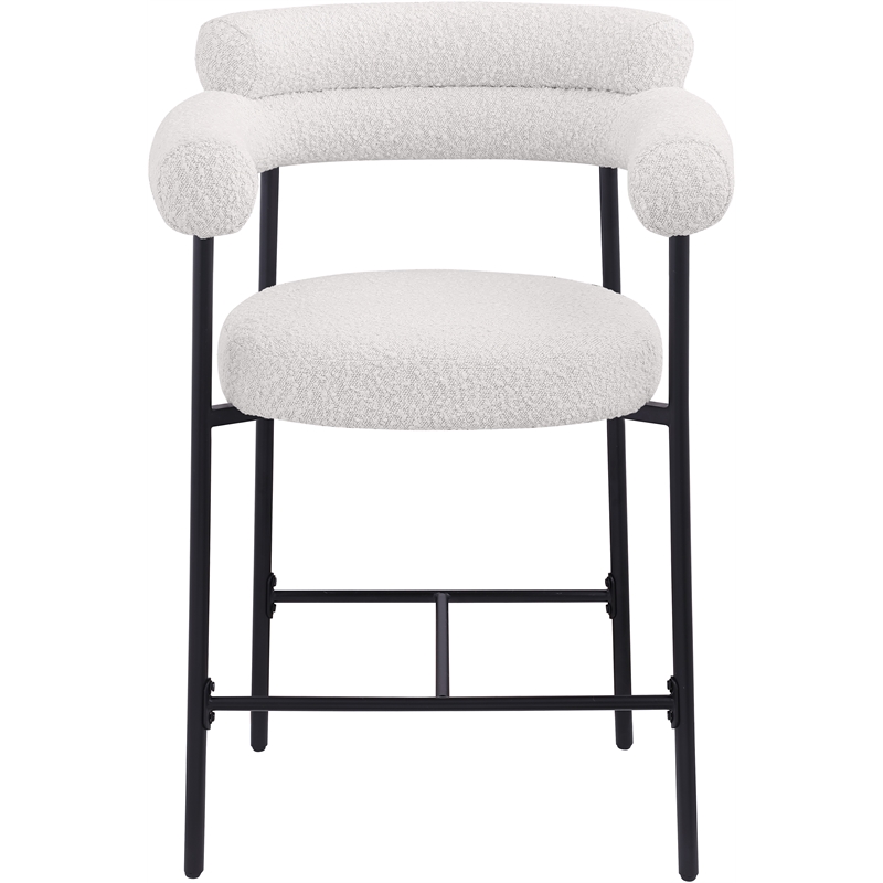 Meridian Furniture Blake Cream Boucle Fabric Counter Stool (Set of 2)