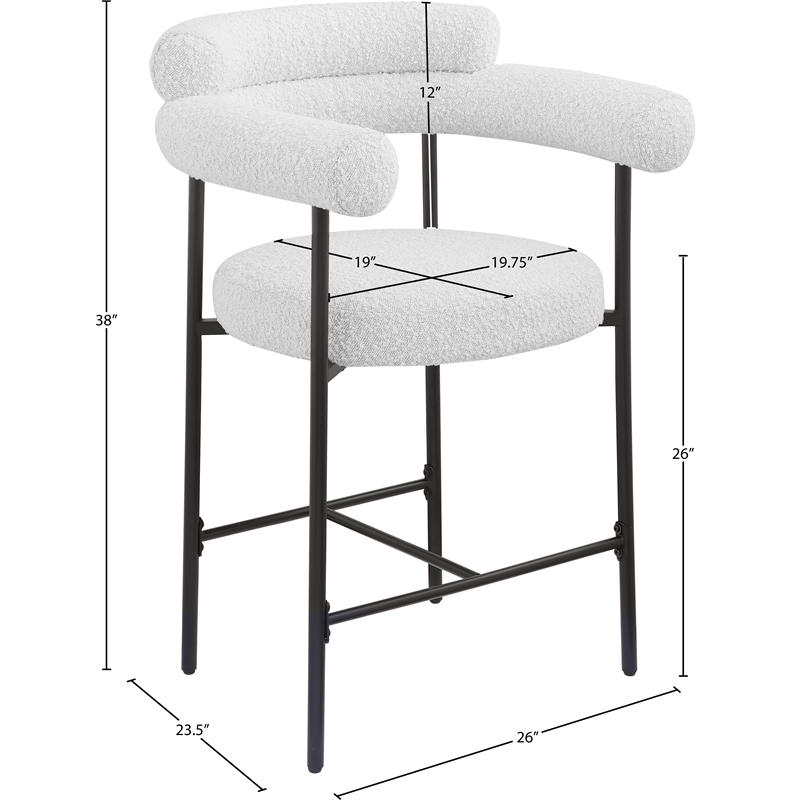 Meridian Furniture Blake Cream Boucle Fabric Counter Stool (Set of 2)