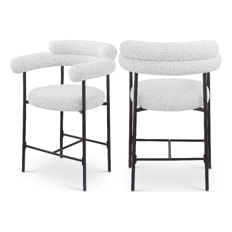 Meridian Furniture Blake Cream Boucle Fabric Counter Stool (Set of 2)