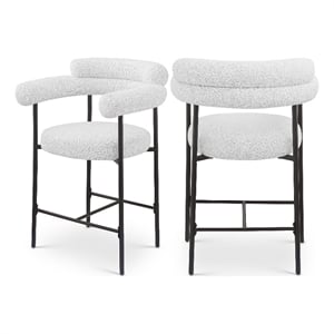 Meridian Furniture Blake Cream Boucle Fabric Counter Stool (Set of 2)