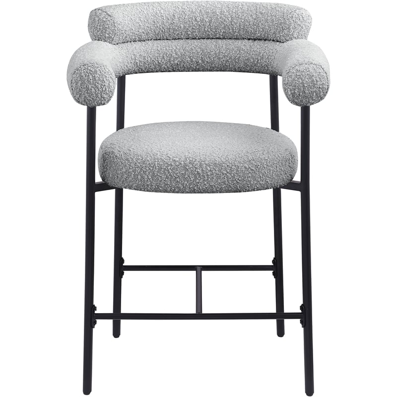 Meridian Furniture Blake Grey Boucle Fabric Counter Stool (Set of 2)
