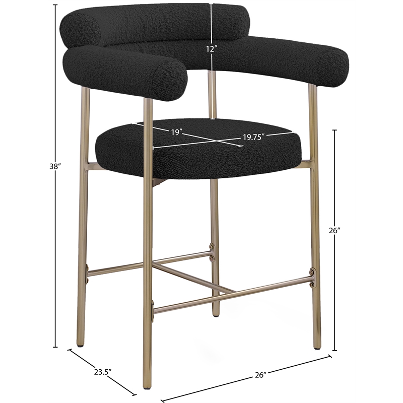 Meridian Furniture Blake Black Boucle Fabric Counter Stool (Set of 2)