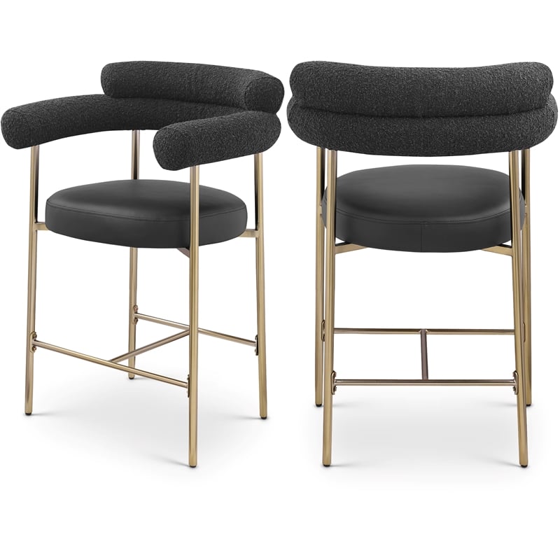 Meridian Furniture Blake Black Boucle Fabric Counter Stool (Set of 2)
