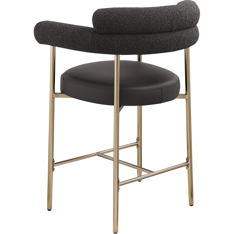 Meridian Furniture Blake Black Boucle Fabric Counter Stool (Set of 2)